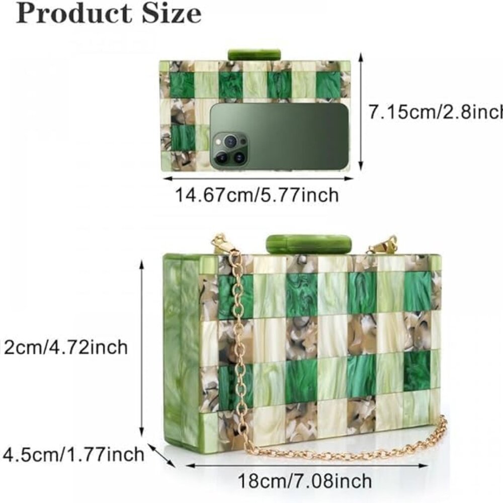 Funky Blush/Multi Square Pattern Acrylic Resin Cl… - image 8